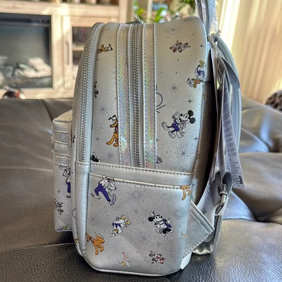 Collectible Disney 100 Loungefly Silver Character Backpack - Picture 5 of 5
